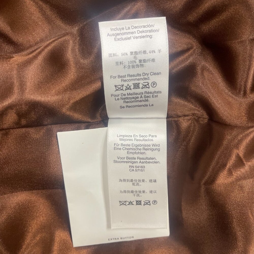 NWT XS Warm Brown DKNY Ladies Button-Up Outerwear/Coat with Zip Front Pockets - Picture 16 of 16